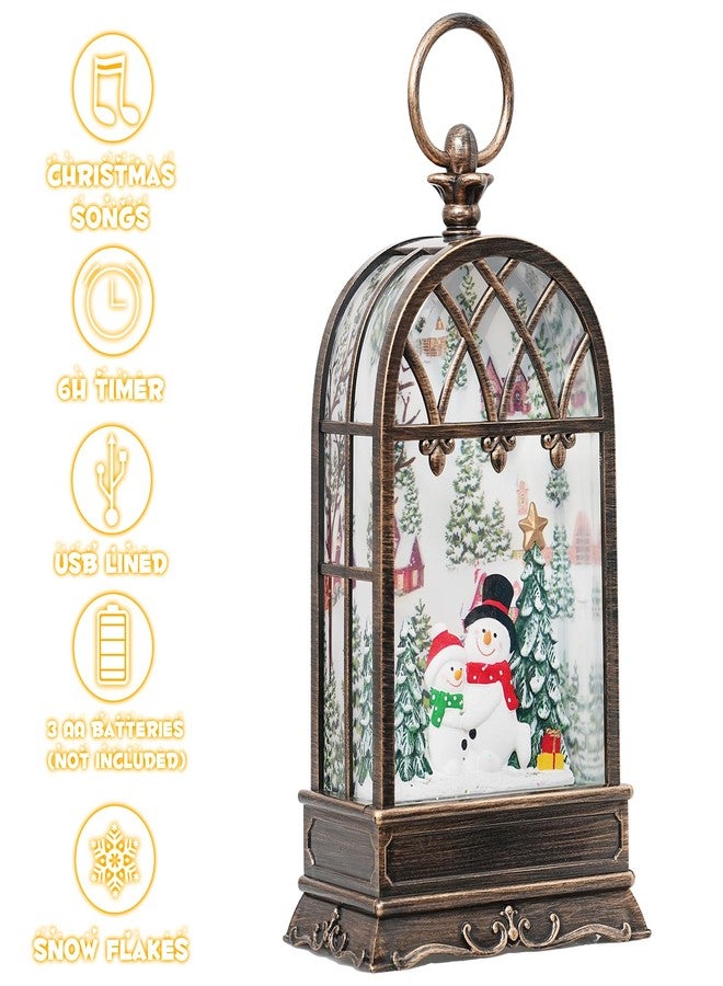 كرة ثلجية لعيد الميلاد مع رجل ثلجي، كرات ثلجية مضيئة لعيد الميلاد مع مؤقت، فانوس كرات ثلجية موسيقية متلألئة لتزيين عيد الميلاد (رجل ثلجي) - Image 2